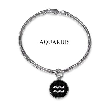 Zodiac Star Sign Sterling Silver And Leather Bracelet, 2 of 12