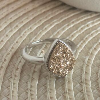 925 Sterling Silver Rose Druzy Crystal Ring, 4 of 6