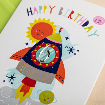 Personalised Space Illustrated Birthday Card With Age, 2 of 3