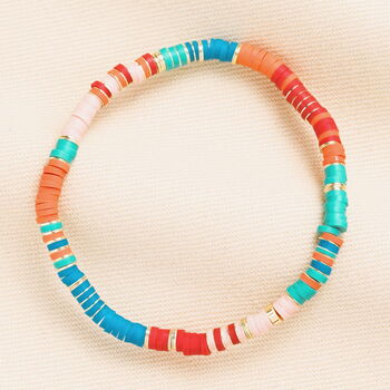 Red And Green Disc Beaded Bracelet In Gold Plating, 2 of 4