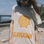 Staycation Women's Slogan T Shirt With Sun Graphic, thumbnail 1 of 4