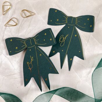 Dark Green And Gold Bow Shaped Place Names, 2 of 6