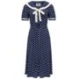 Patti Dress In Navy Polka Dot Vintage 1940s Style, thumbnail 1 of 2