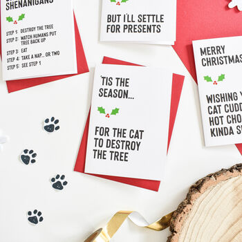 Pack Of Eight Cat Christmas Cards, 5 of 5