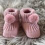 Rose Pink Knitted Baby Booties With Pom Pom, thumbnail 5 of 8