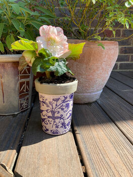 Aged Blue Floral Ceramic Plant Pot – Garden Planter, 5 of 5