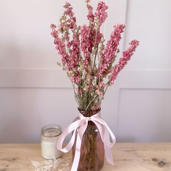 Pink Delphiniums With Vase, 2 of 3
