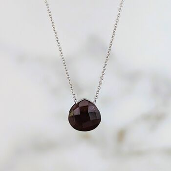 Garnet Teardrop January Birthstone Necklace, Silver, 2 of 5