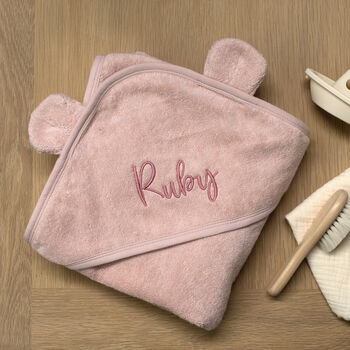 Personalised Hooded Towel In Dusky Pink, 4 of 6