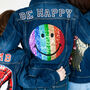 Personalised Kids Denim Jacket With Rainbow Emoji Smile, thumbnail 4 of 8
