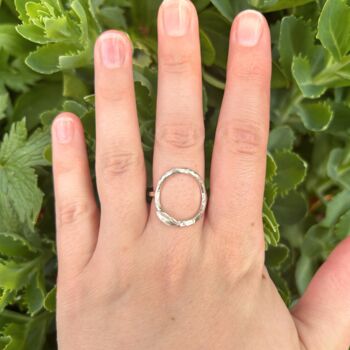 Hammered Hoop Leaf Ring In Sterling Silver, 5 of 6