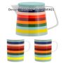 Porcelain Striped Tea Pot With Filter And Matching Mugs, thumbnail 3 of 8