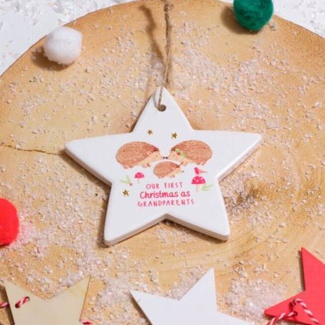 Christmas Ceramic Hanging Star For New Grandparents, 1 of 2