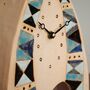 Geometric Triangle Large Mantel Clock With Pendulum. In Shades Of Blue. Handmade Ceramic, thumbnail 4 of 8