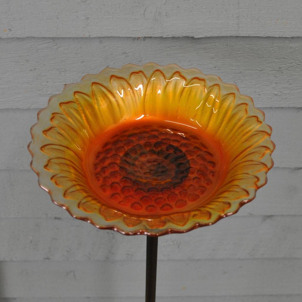 glass sunflower bird bath feeder by garden selections
