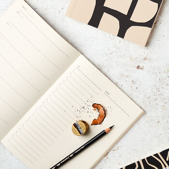 Weekly Planner, A5, Undated In Black And Cream Lines, 2 of 6