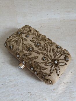 Gold Silk Handcrafted Clutch Bag, 2 of 9