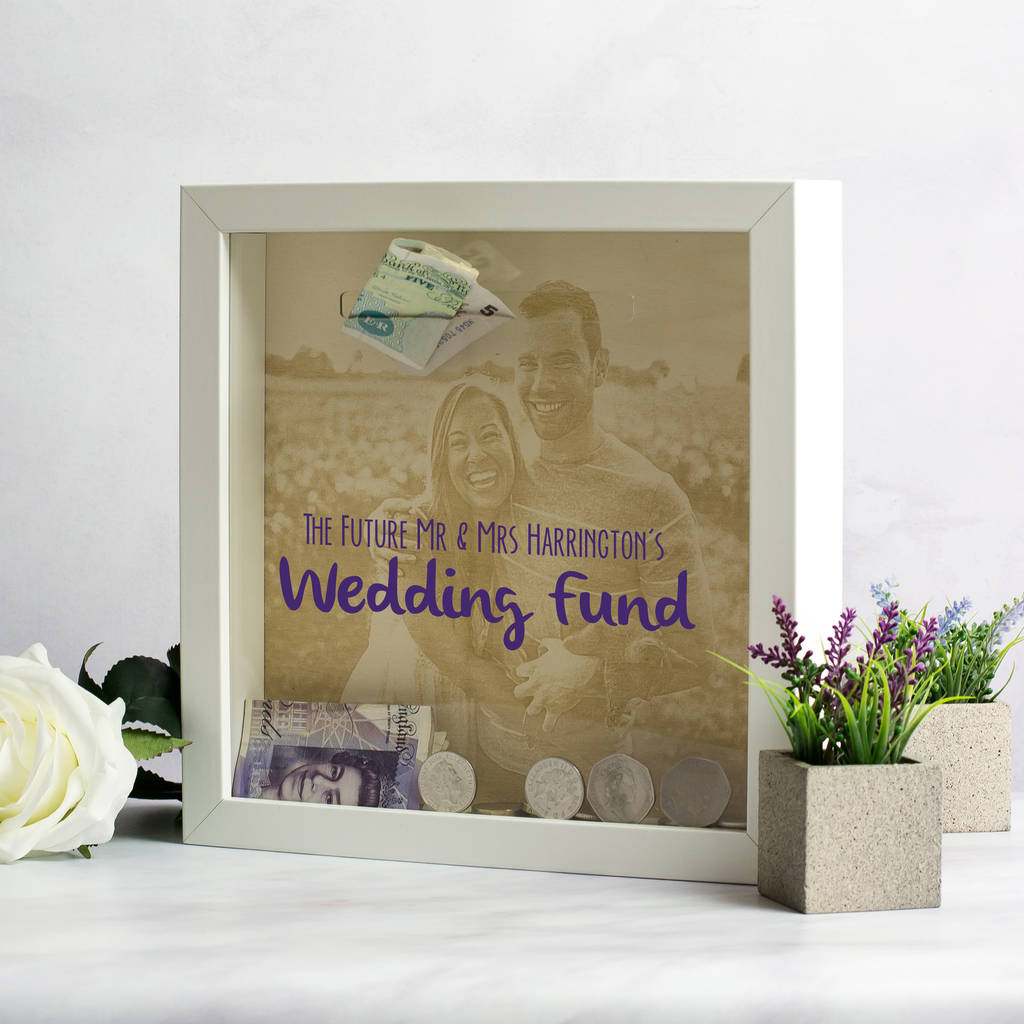Personalised Photo Wedding Fund Money Box Frame By Mirrorin Personalised Photo Wedding Fund Money Box Frame