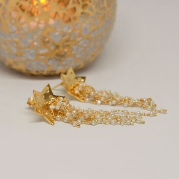 Pearl Chandelier Drop Gold Earrings, 4 of 4