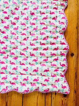 Handmade Flamingo Mini Scallop Quilt, 2 of 7