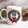 Personalised Miniature Schnauzer Christmas Wreath Dog Mug, thumbnail 1 of 2