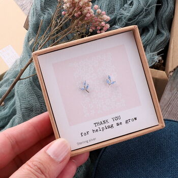 Sterling Silver Leaf Earrings For Teacher, 3 of 7