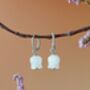 Elegant White Jade Lily Hoop Earrings, thumbnail 2 of 8