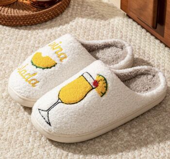 Pina Colada Embroidered Slippers, 3 of 4