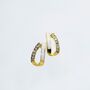 Shell Zircon Arc Elegant White Marble Stud Earrings, thumbnail 4 of 5