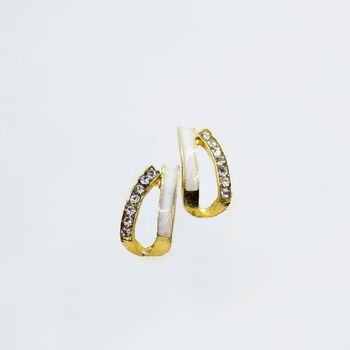 Shell Zircon Arc Elegant White Marble Stud Earrings, 4 of 5