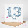 Blue Star Personalised 13th Birthday Card, thumbnail 2 of 5