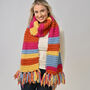 Bright Bold Rainbow Striped Scarf Knitting Kit, thumbnail 5 of 6
