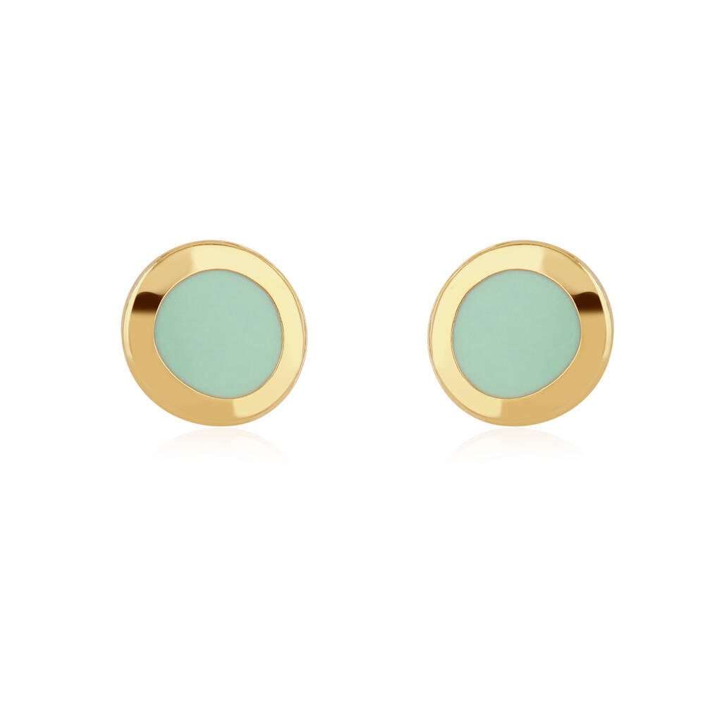 Gold And Mint Enamel Studs, 1 of 3
