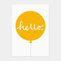 Hello Balloon Postcard Yellow, thumbnail 1 of 2