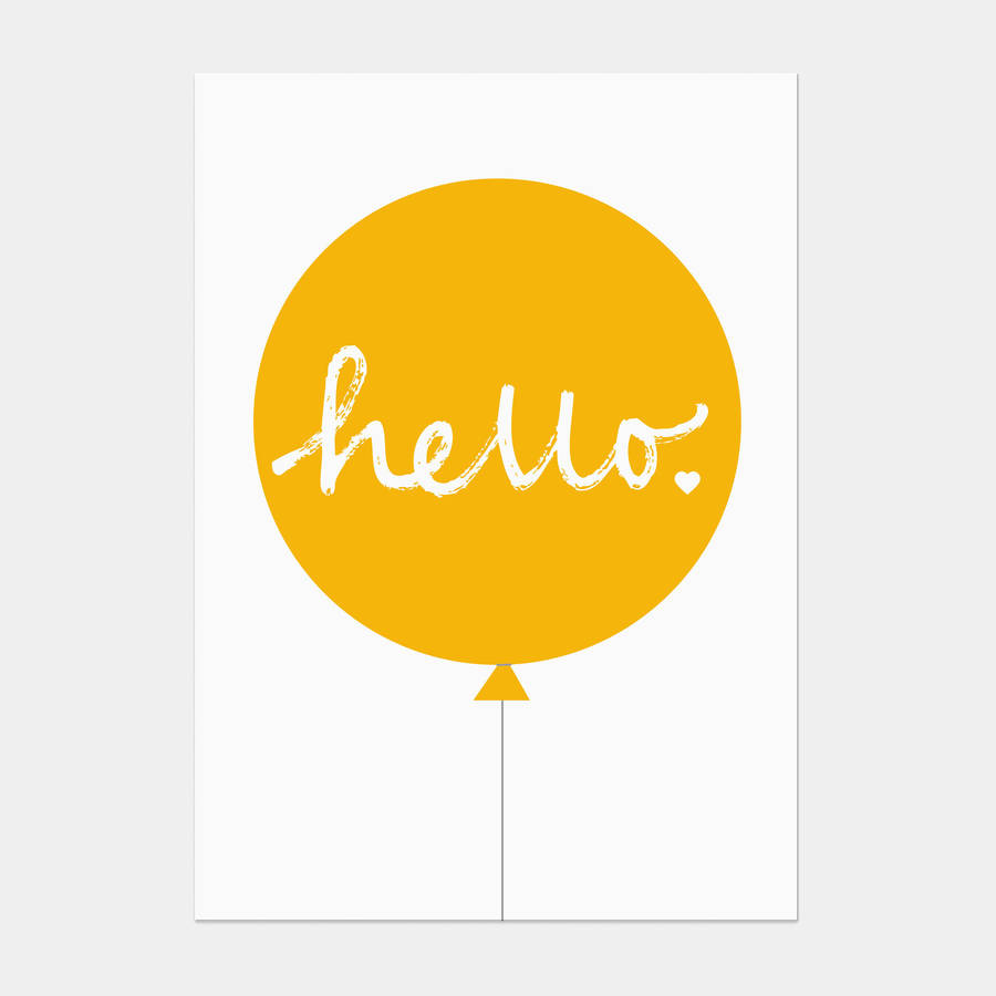 Hello Balloon Postcard Yellow, 1 of 2
