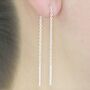 Rose Gold Plated Silver Short Chain Threader Earrings, thumbnail 6 of 7