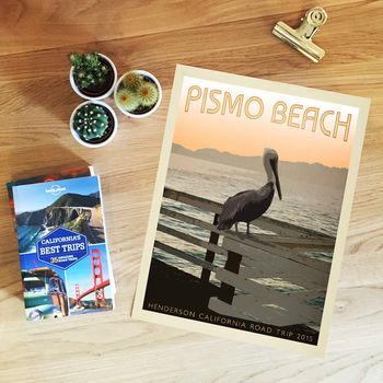 Personalised Pismo Beach Vintage Style Travel Print, 3 of 5