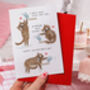 Cute Cat Knocking Glass Over Valentine Card, thumbnail 3 of 4