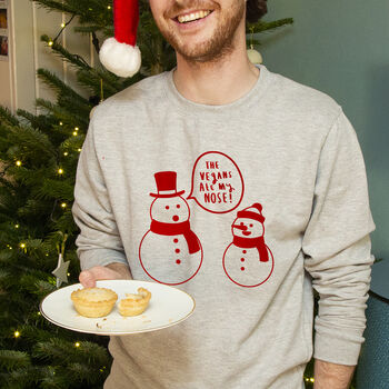'The Vegan's Ate My Nose' Snowman Christmas Jumper, 3 of 9