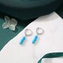 Sterling Silver Genuine Turquoise Trio Huggie Hoop Earrings, thumbnail 3 of 11