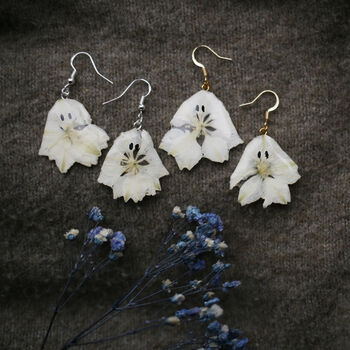Halloween Ghost Pressed Flower Earrings, 5 of 10