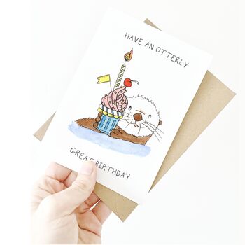 'Have An Otterly Great Birthday' Otter Birthday Card, 3 of 5