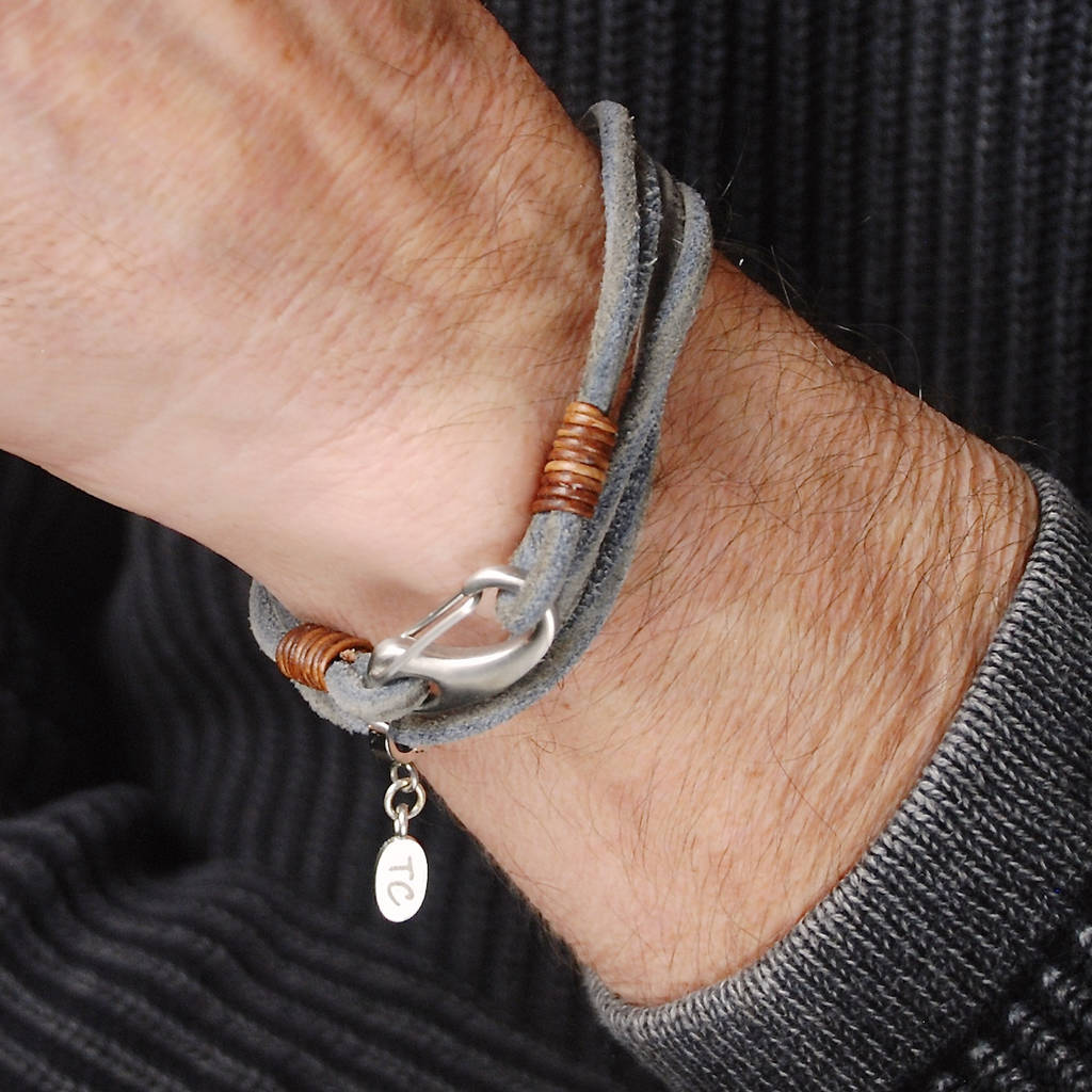 Personalised Men S Suede Double Wrap Bracelet Personalised Men S Suede Double Wrap Bracelet