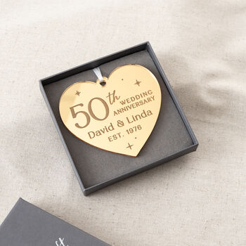 50th Anniversary Gold Acrylic Hanging Decoration, 3 of 3