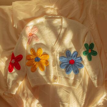 Crochet Applique Bold Floral Cardigan, 3 of 3