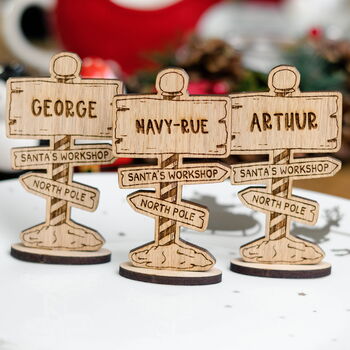 Personalised North Pole Wooden Christmas Place Names, 3 of 4