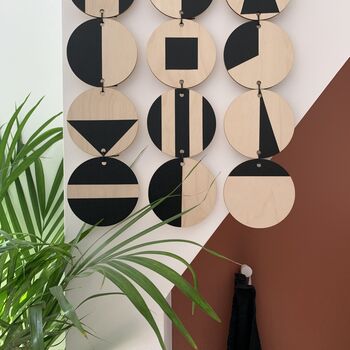 Black Geometric Wall Hanging Plywood Modern Art, 3 of 10
