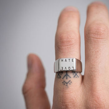 Custom Engraved Square Silver Signet Ring, 2 of 12