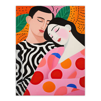 Sweet Dreaming Sleeping Couple Bright Wall Art Print, 6 of 6
