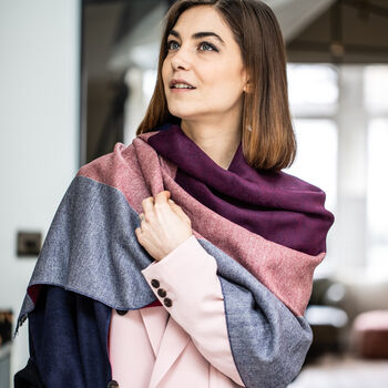 Colourblock Cashmere And Modal Shawl Scarf, 8 of 12
